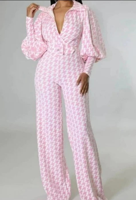 Pink white shop jumpsuit